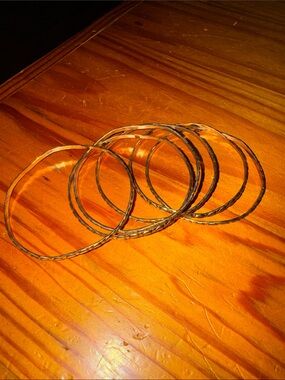 Set of Thin Gold Tone Bangle Bracelets